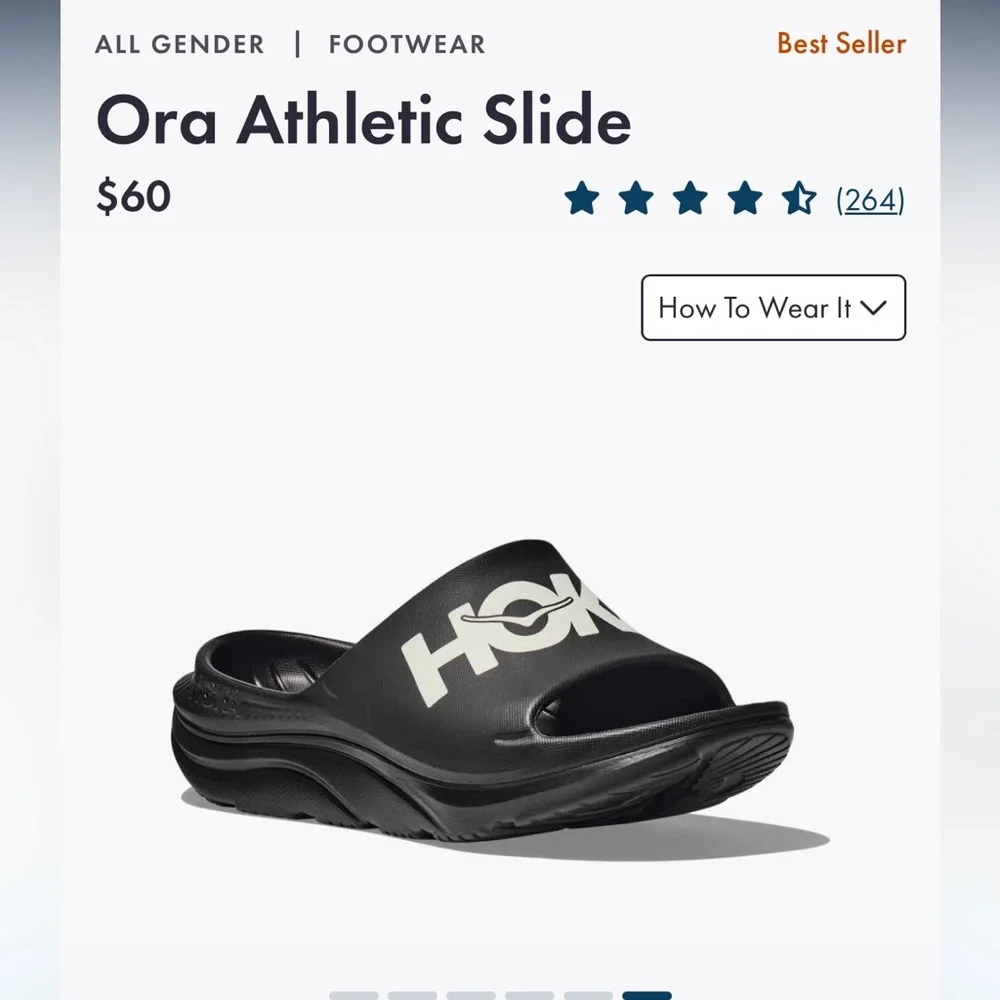 Hoka Ora Slide in Black with White Logo - Picture 10 of 14